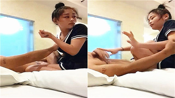 出差住酒店叫了按摩小妹还年轻不给碰只好硬来了.}